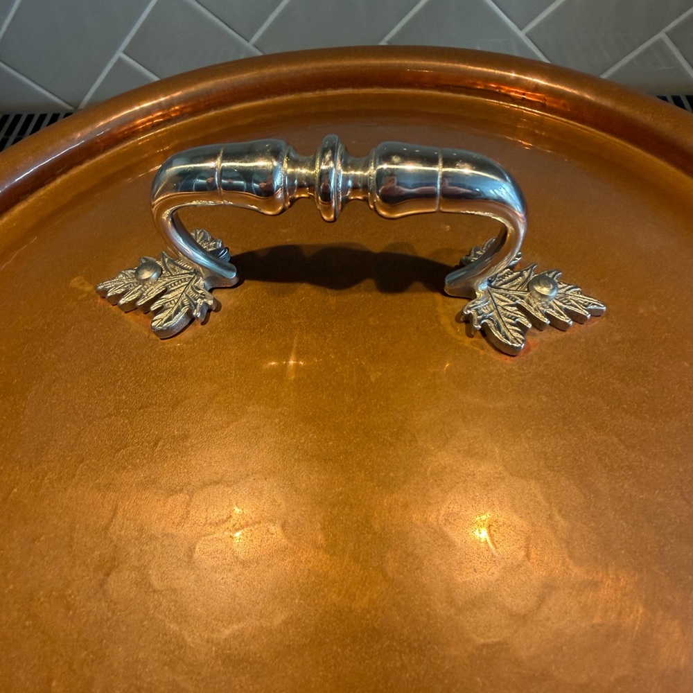 RARE RUFFONI COPPER HAMMERED CONVIVIUM COPPER 10Qt STOCK POT LID TIN - Picture 5 of 7